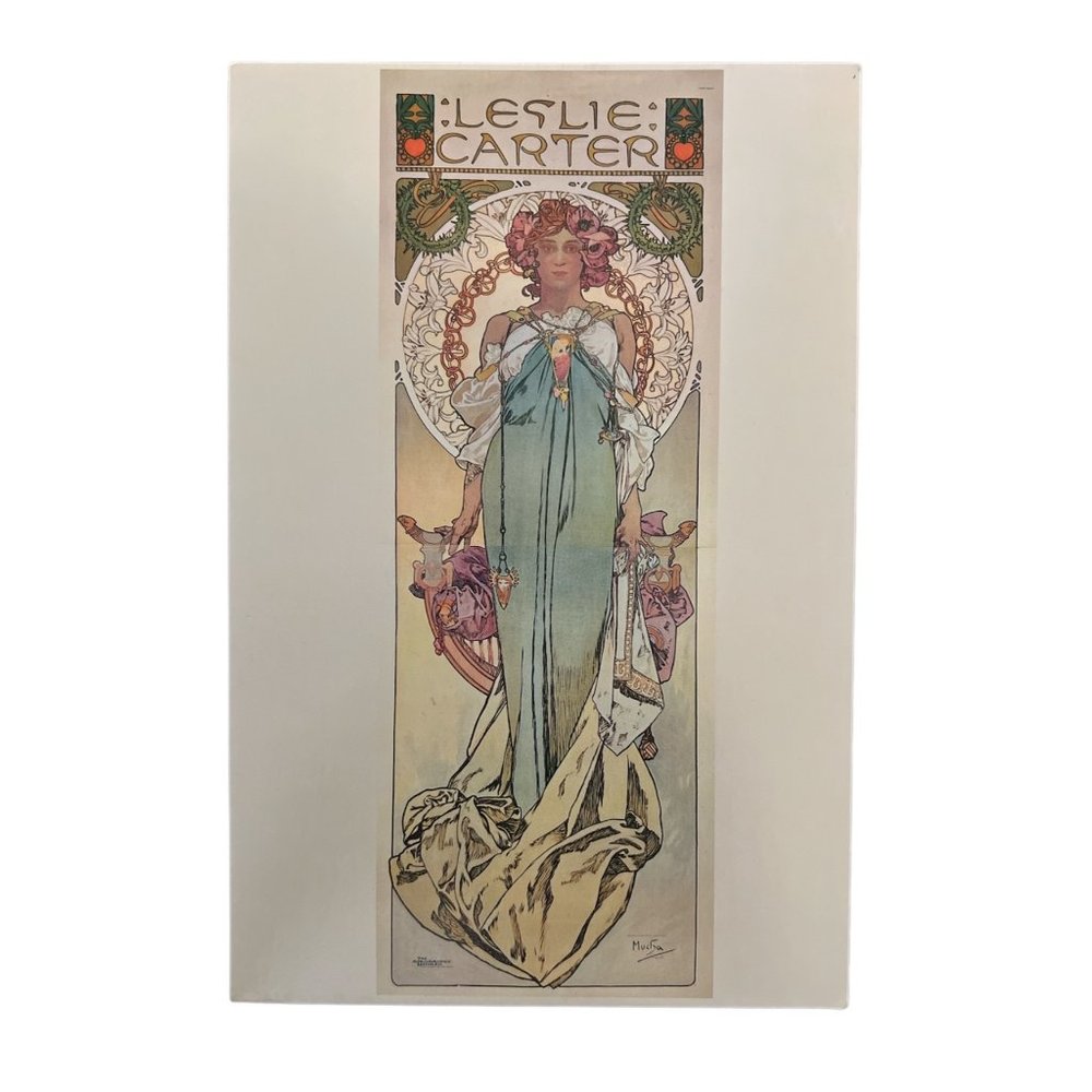 Art Nouveau Vintage, LESLIE CARTER, Oversize Postcard by Alfons Mucha Sandy Val